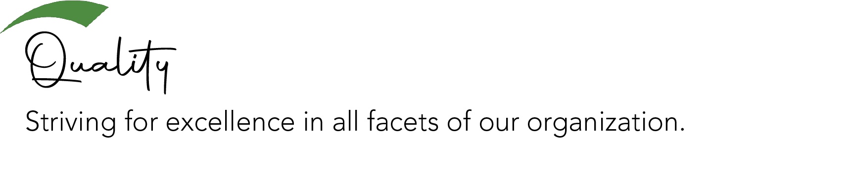 Quality - Striving for excellence in all facets of our organization.