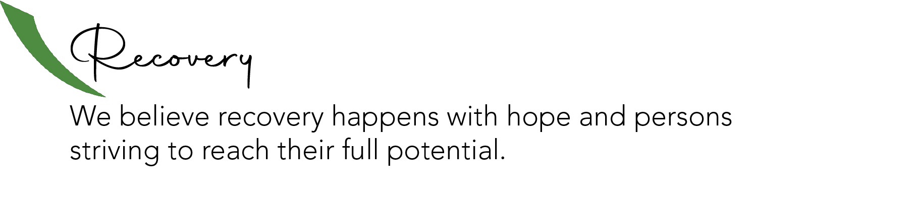 We believe recovery happens with hope and persons striving to reach their full potential.